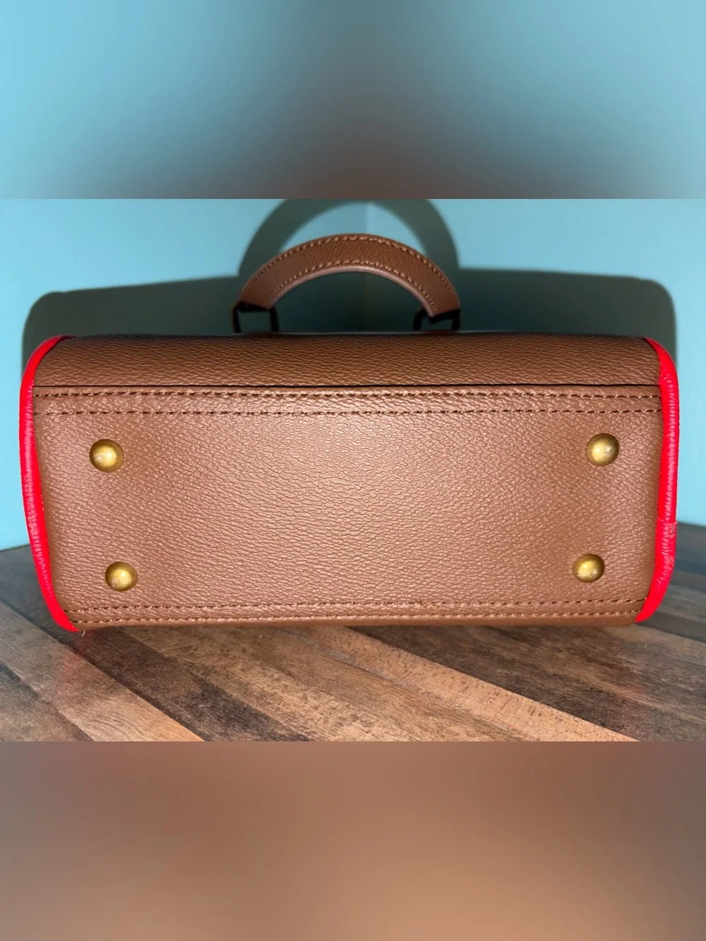 Von Dutch Brown Bowling Bag with Red Logo Trim and Shoulder Strap. NWOT